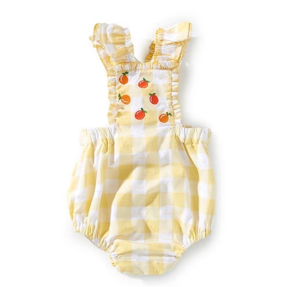 Edgehill Collection Other - NWT Edgehill Collection Baby Girls Embroidered Oranges Gingham Bubble Sz 9M